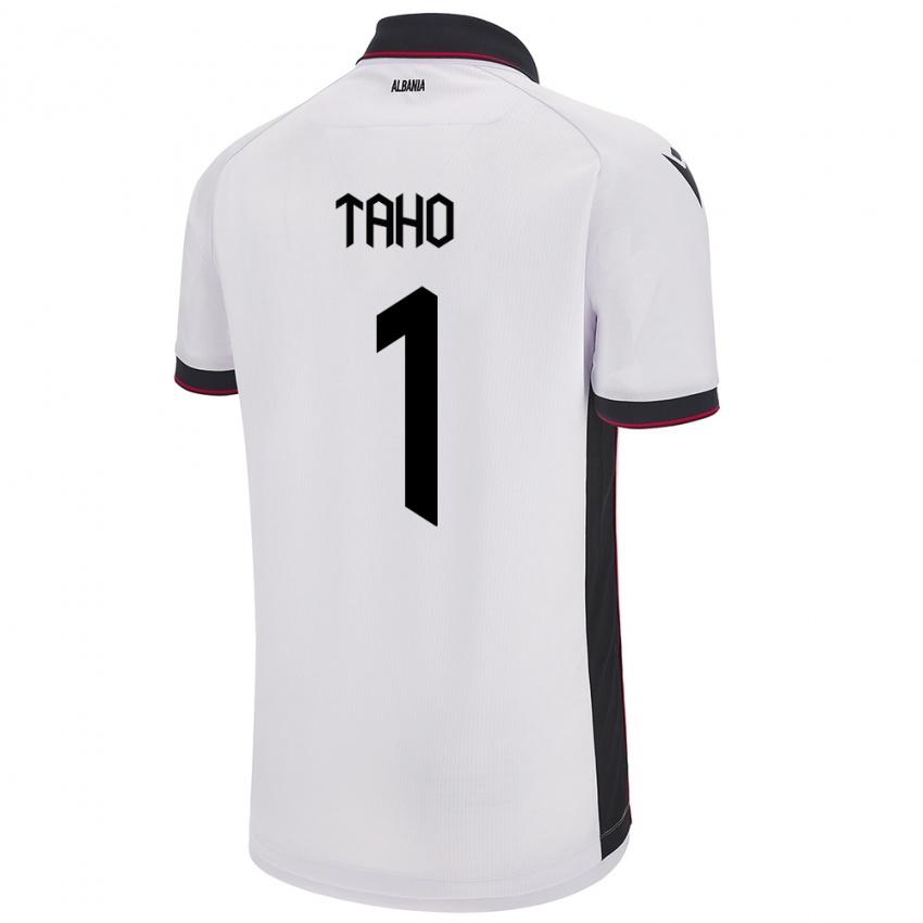 Kinder Albanien Alain Taho #1 Weiß Auswärtstrikot Trikot 24-26 T-Shirt Belgien