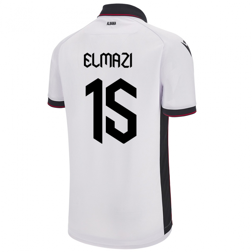 Kinderen Albanië Enea Elmazi #15 Wit Uitshirt Uittenue 24-26 T-Shirt België