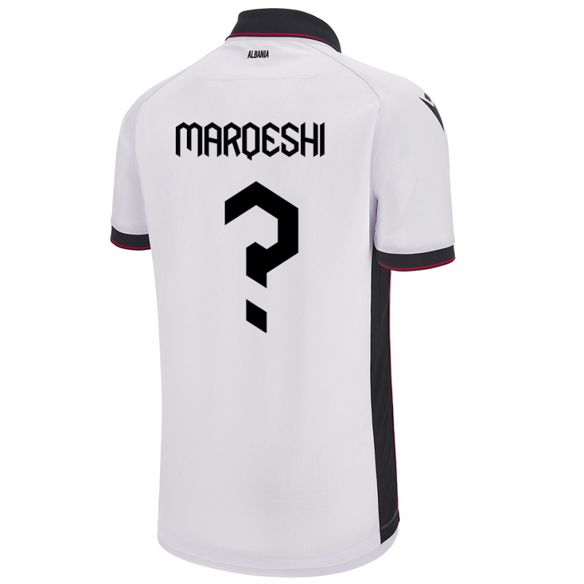 Enfant Maillot Albanie Ernesto Marqeshi #0 Blanc Tenues Extérieur 24-26 T-Shirt Belgique