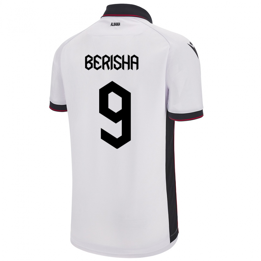 Enfant Maillot Albanie Fortesa Berisha #9 Blanc Tenues Extérieur 24-26 T-Shirt Belgique