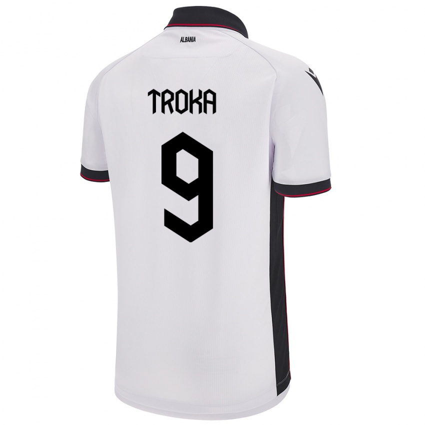 Kinder Albanien Valentina Troka #9 Weiß Auswärtstrikot Trikot 24-26 T-Shirt Belgien