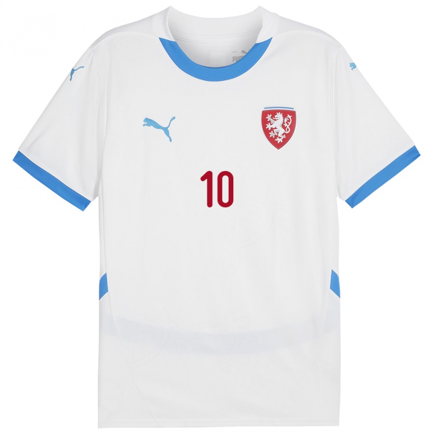 Kinderen Tsjechië Lukas Ambros #10 Wit Uitshirt Uittenue 24-26 T-Shirt België