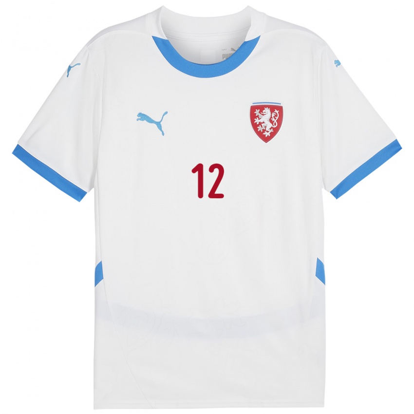 Kinderen Tsjechië David Doudera #12 Wit Uitshirt Uittenue 24-26 T-Shirt België