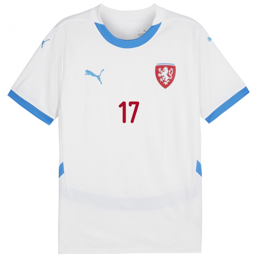 Kinderen Tsjechië Milos Pudil #17 Wit Uitshirt Uittenue 24-26 T-Shirt België