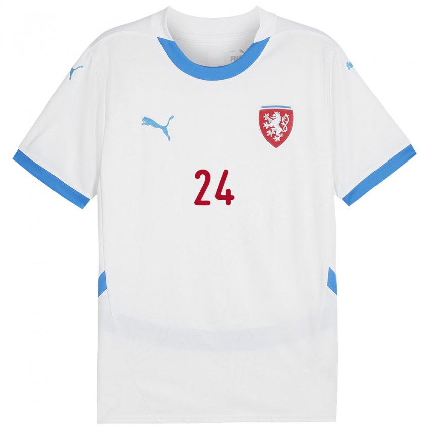 Kinderen Tsjechië Tomas Vlcek #24 Wit Uitshirt Uittenue 24-26 T-Shirt België