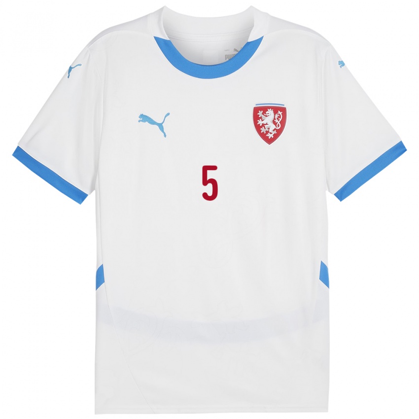 Kinderen Tsjechië Matej Zachoval #5 Wit Uitshirt Uittenue 24-26 T-Shirt België