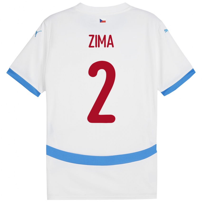 Kinderen Tsjechië David Zima #2 Wit Uitshirt Uittenue 24-26 T-Shirt België