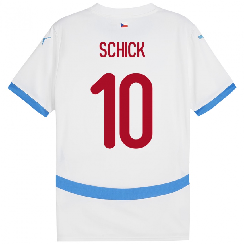 Enfant Maillot Tchéquie Patrik Schick #10 Blanc Tenues Extérieur 24-26 T-Shirt Belgique