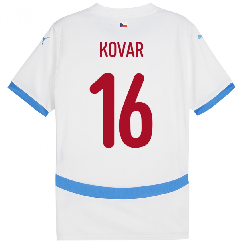 Enfant Maillot Tchéquie Matej Kovar #16 Blanc Tenues Extérieur 24-26 T-Shirt Belgique