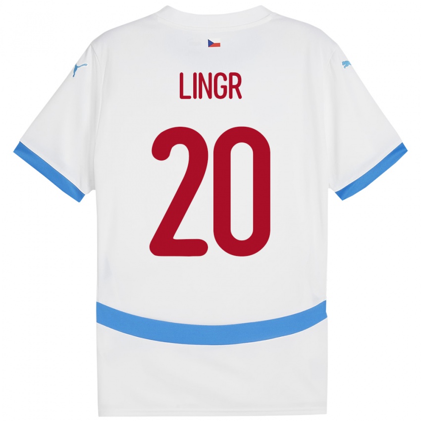 Kinder Tschechien Ondrej Lingr #20 Weiß Auswärtstrikot Trikot 24-26 T-Shirt Belgien