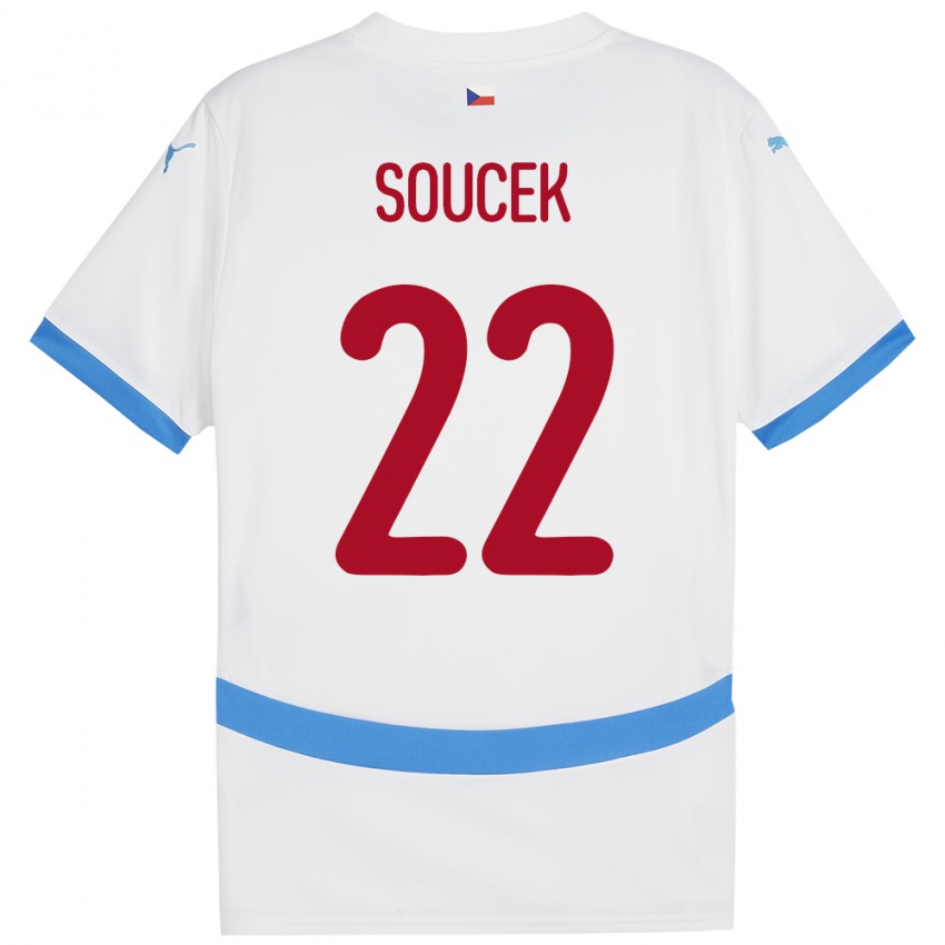 Enfant Maillot Tchéquie Tomas Soucek #22 Blanc Tenues Extérieur 24-26 T-Shirt Belgique