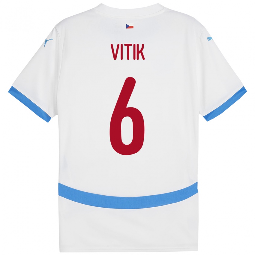 Kinderen Tsjechië Martin Vitík #6 Wit Uitshirt Uittenue 24-26 T-Shirt België