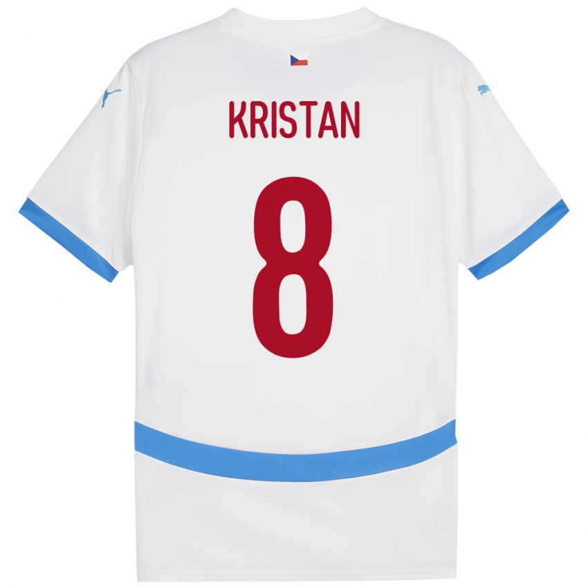 Kinderen Tsjechië Jakub Kristan #8 Wit Uitshirt Uittenue 24-26 T-Shirt België