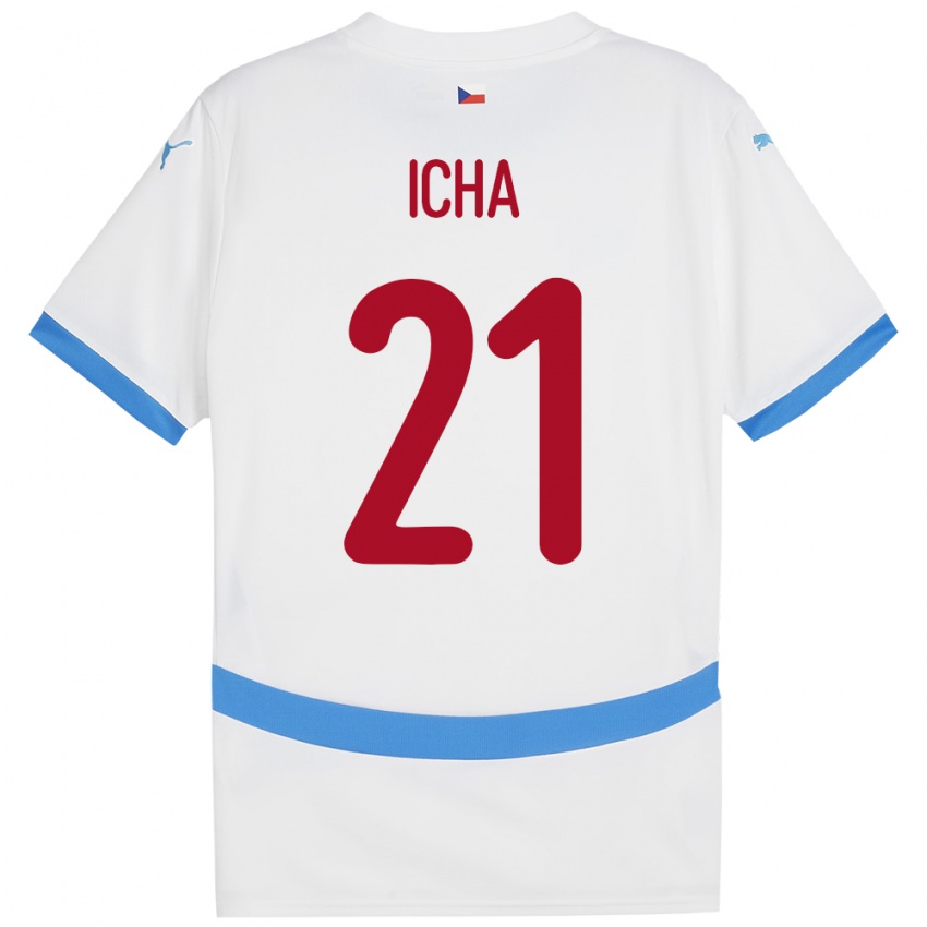 Enfant Maillot Tchéquie Marek Icha #21 Blanc Tenues Extérieur 24-26 T-Shirt Belgique