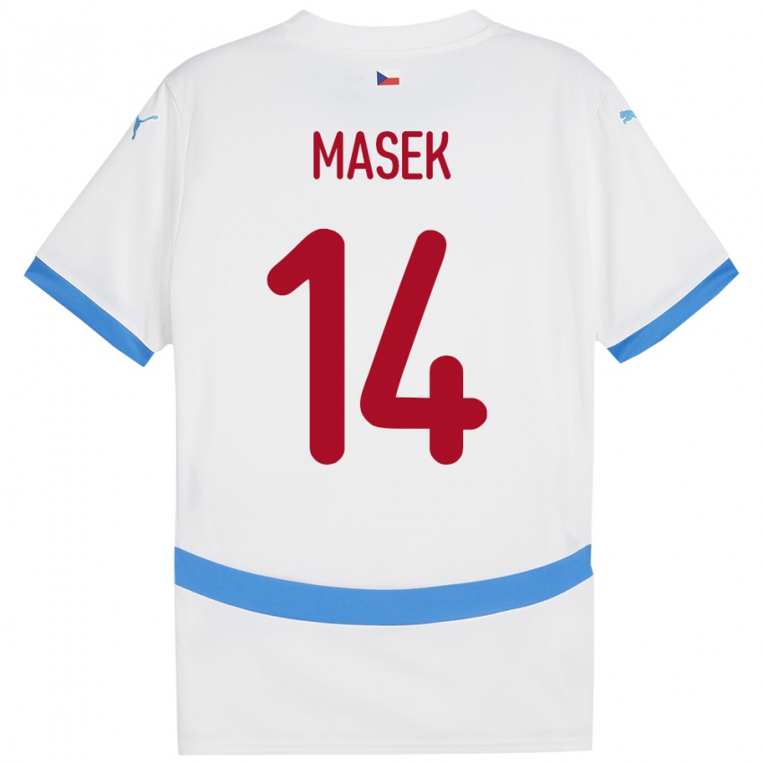 Kinderen Tsjechië Lukas Masek #14 Wit Uitshirt Uittenue 24-26 T-Shirt België