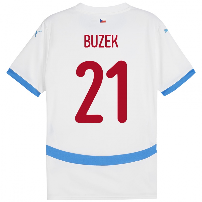 Kinderen Tsjechië Alexandr Buzek #21 Wit Uitshirt Uittenue 24-26 T-Shirt België