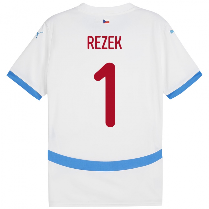 Kinderen Tsjechië Adam Rezek #1 Wit Uitshirt Uittenue 24-26 T-Shirt België