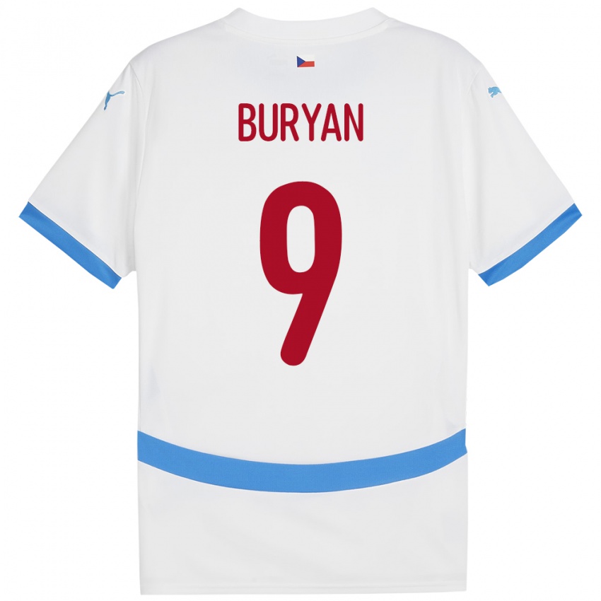 Kinderen Tsjechië Jan Buryan #9 Wit Uitshirt Uittenue 24-26 T-Shirt België