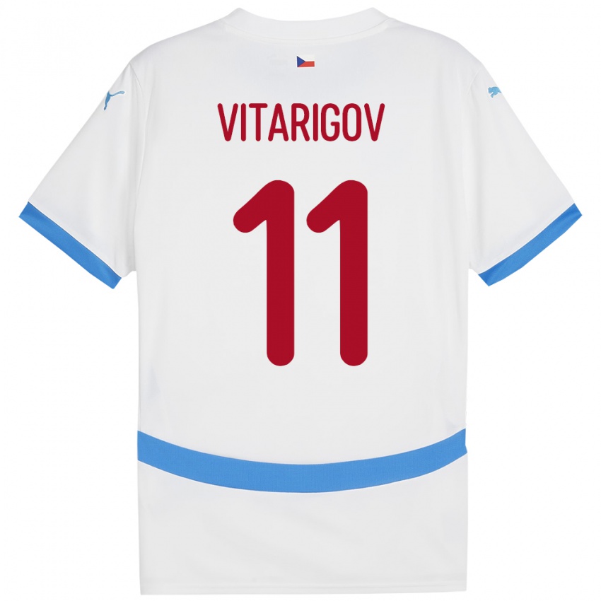 Kinderen Tsjechië Arsen Vitarigov #11 Wit Uitshirt Uittenue 24-26 T-Shirt België