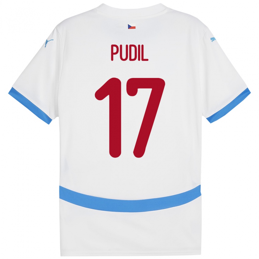 Kinderen Tsjechië Milos Pudil #17 Wit Uitshirt Uittenue 24-26 T-Shirt België