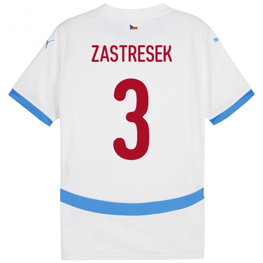 Kinderen Tsjechië Matous Zastresek #3 Wit Uitshirt Uittenue 24-26 T-Shirt België