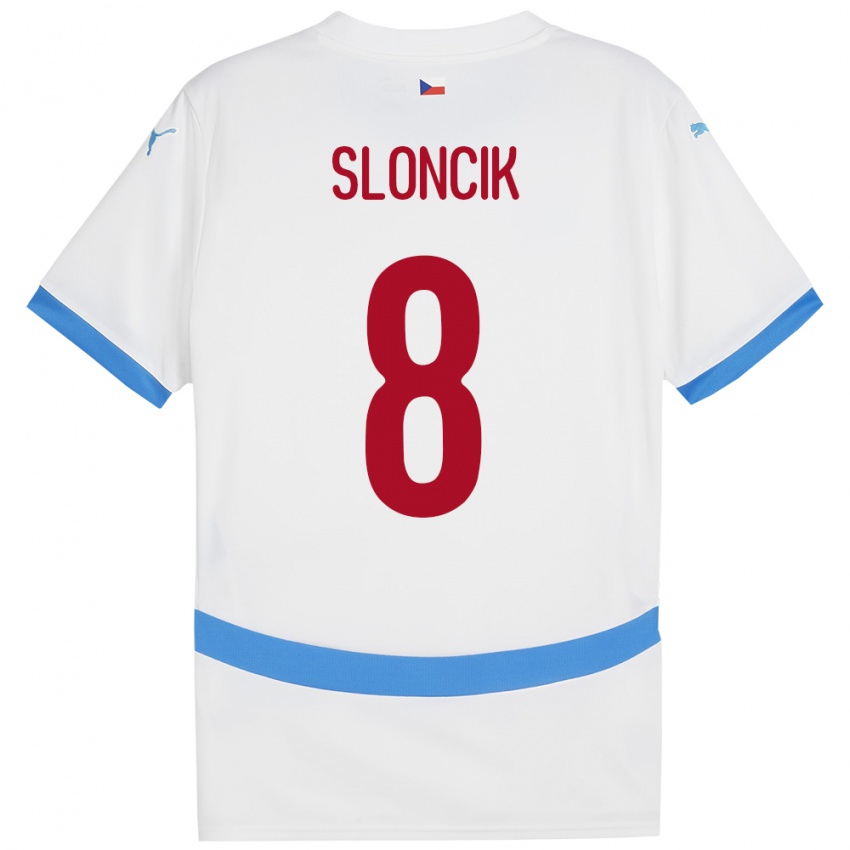 Kinderen Tsjechië Simon Sloncik #8 Wit Uitshirt Uittenue 24-26 T-Shirt België