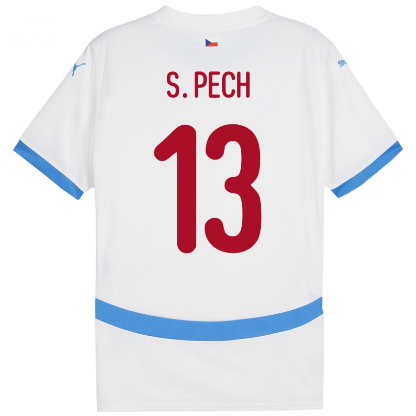 Kinderen Tsjechië Sebastian Pech #13 Wit Uitshirt Uittenue 24-26 T-Shirt België