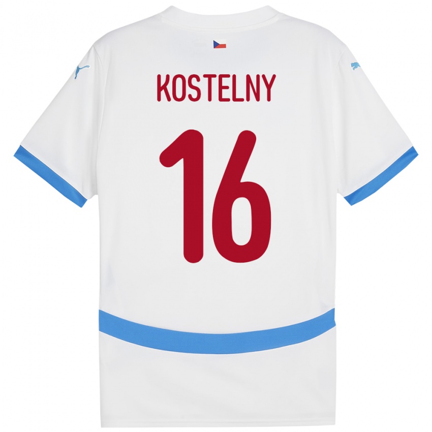 Kinderen Tsjechië Krystof Kostelny #16 Wit Uitshirt Uittenue 24-26 T-Shirt België