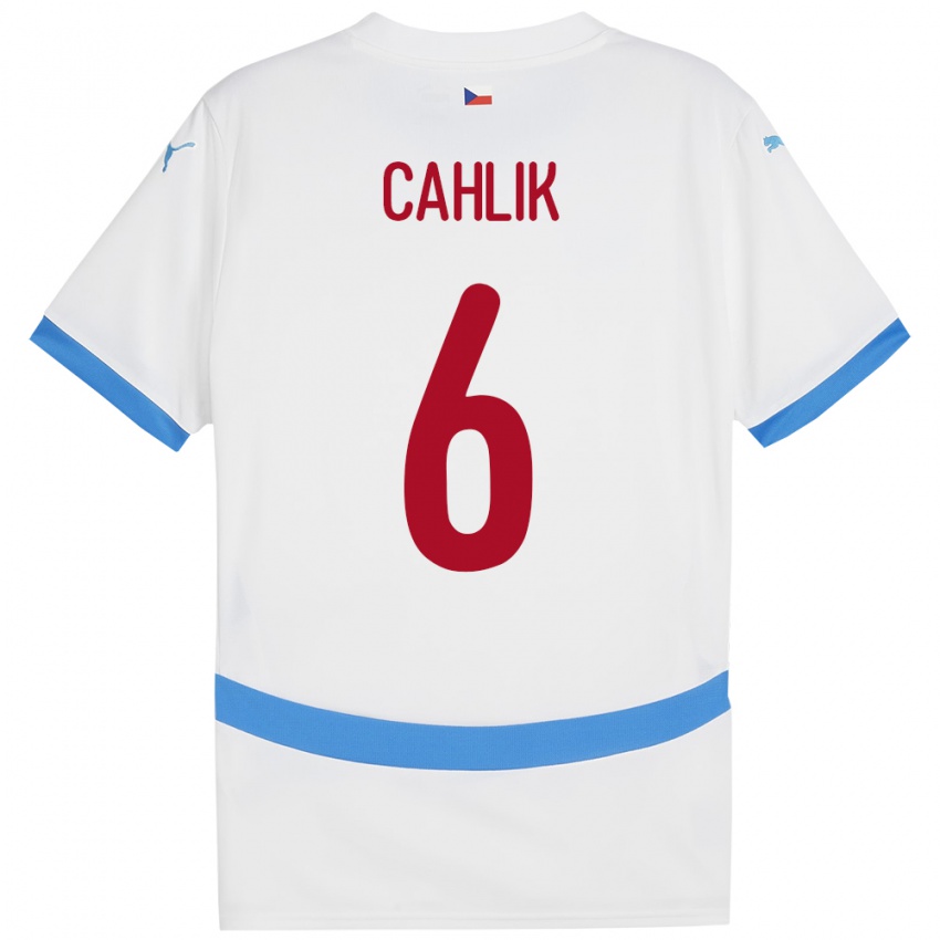 Kinderen Tsjechië Jakub Cahlik #6 Wit Uitshirt Uittenue 24-26 T-Shirt België