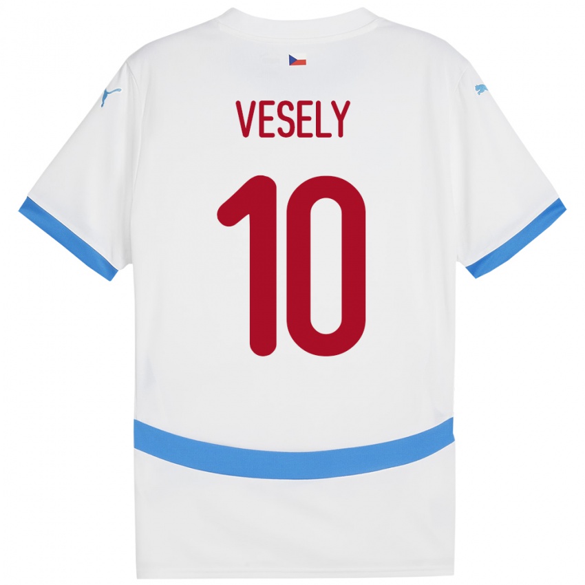 Kinderen Tsjechië David Vesely #10 Wit Uitshirt Uittenue 24-26 T-Shirt België