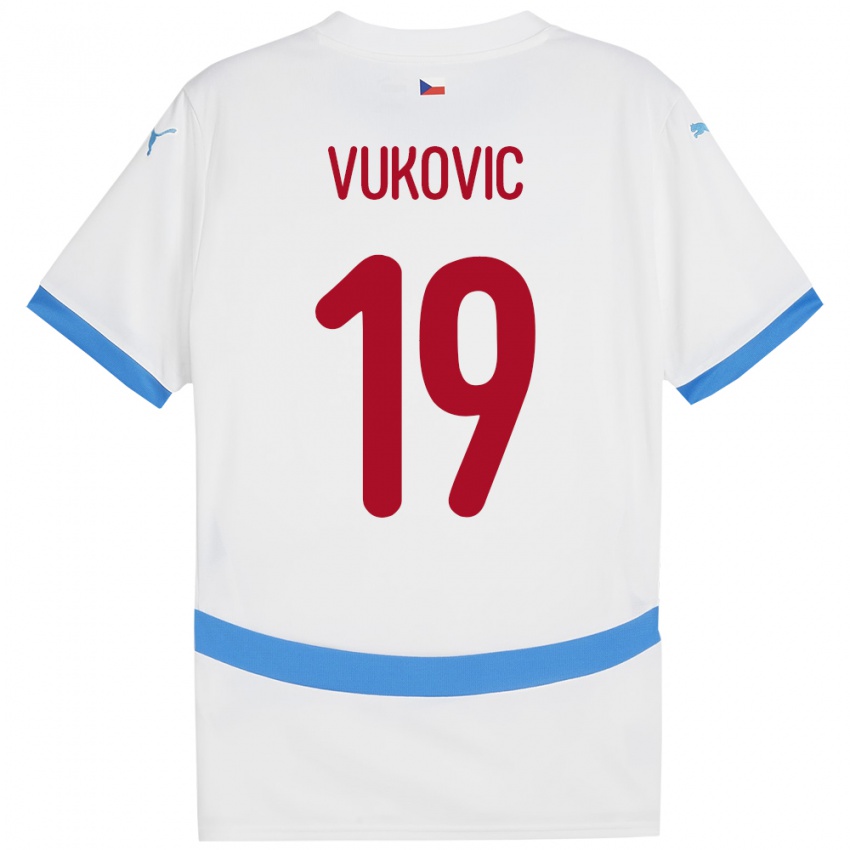 Kinderen Tsjechië Kristian Vukovic #19 Wit Uitshirt Uittenue 24-26 T-Shirt België