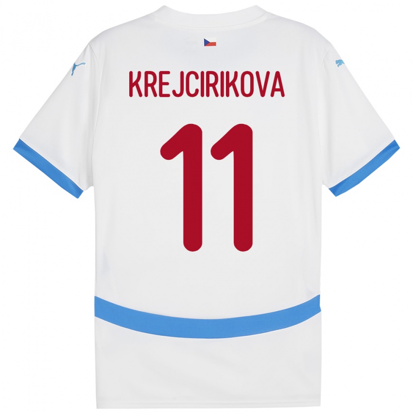 Kinderen Tsjechië Tereza Krejčiříková #11 Wit Uitshirt Uittenue 24-26 T-Shirt België