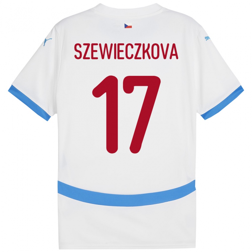 Kinderen Tsjechië Tereza Szewieczková #17 Wit Uitshirt Uittenue 24-26 T-Shirt België