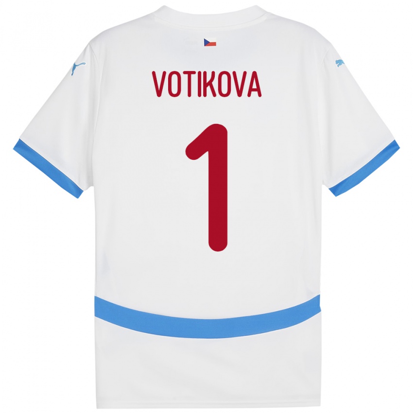 Kinderen Tsjechië Barbora Votíková #1 Wit Uitshirt Uittenue 24-26 T-Shirt België