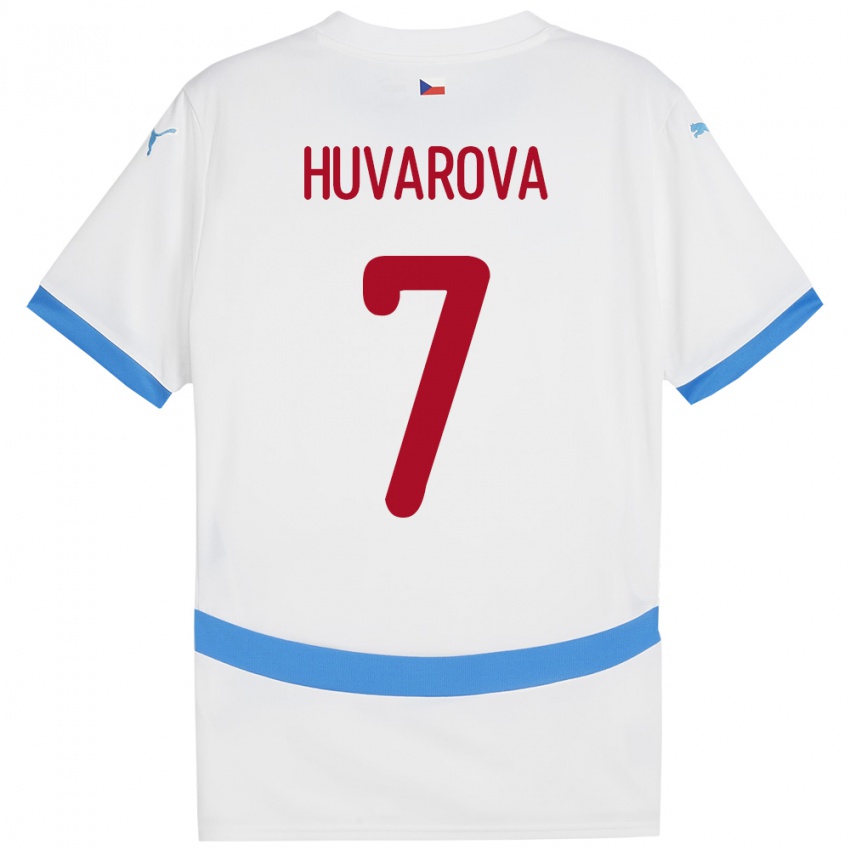 Kinderen Tsjechië Dominika Huvarová #7 Wit Uitshirt Uittenue 24-26 T-Shirt België