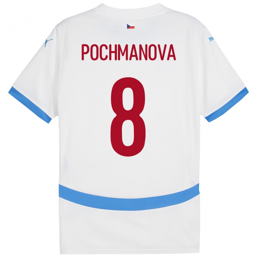 Kinderen Tsjechië Aneta Pochmanová #8 Wit Uitshirt Uittenue 24-26 T-Shirt België