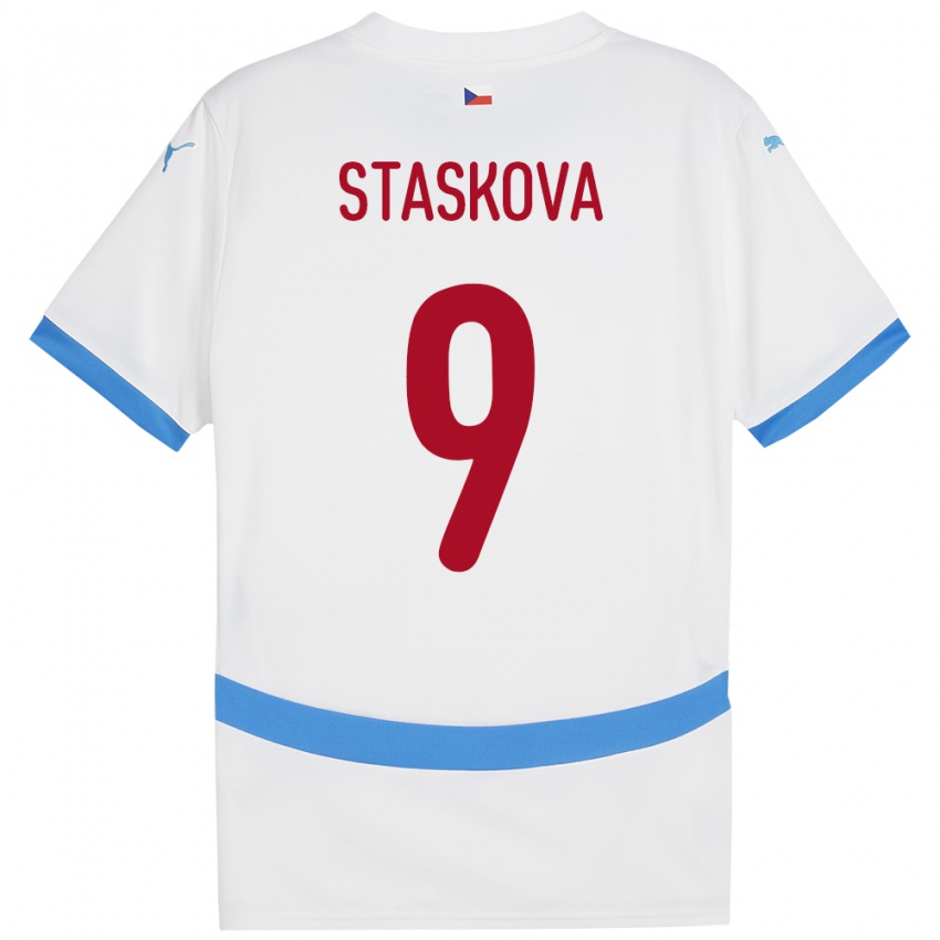 Kinderen Tsjechië Andrea Stašková #9 Wit Uitshirt Uittenue 24-26 T-Shirt België