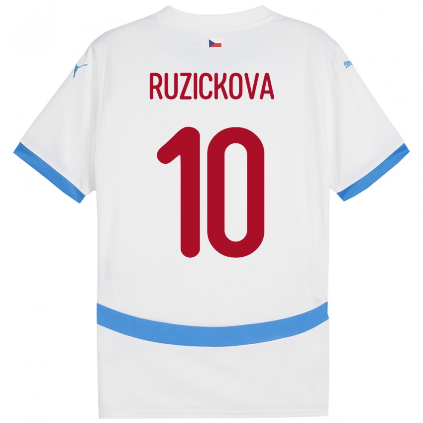 Kinder Tschechien Kristýna Růžičková #10 Weiß Auswärtstrikot Trikot 24-26 T-Shirt Belgien