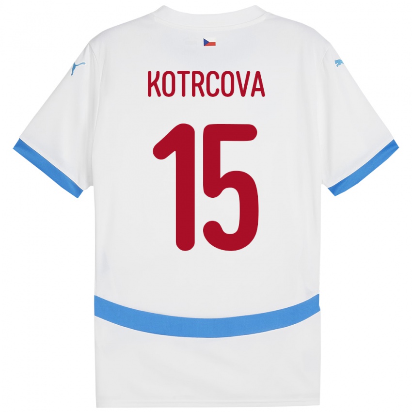 Kinderen Tsjechië Kateřina Kotrčová #15 Wit Uitshirt Uittenue 24-26 T-Shirt België