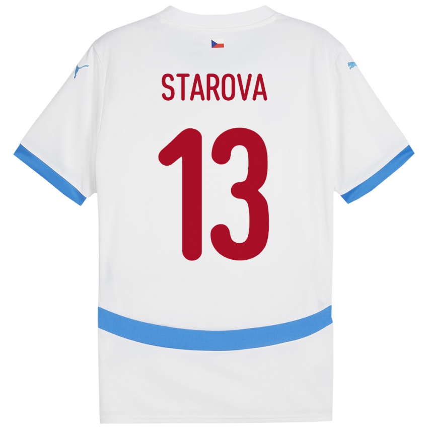 Kinderen Tsjechië Antonie Stárová #13 Wit Uitshirt Uittenue 24-26 T-Shirt België