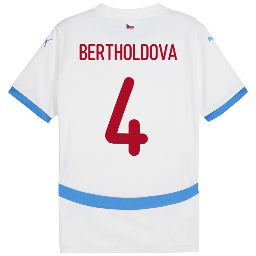 Kinder Tschechien Petra Bertholdová #4 Weiß Auswärtstrikot Trikot 24-26 T-Shirt Belgien