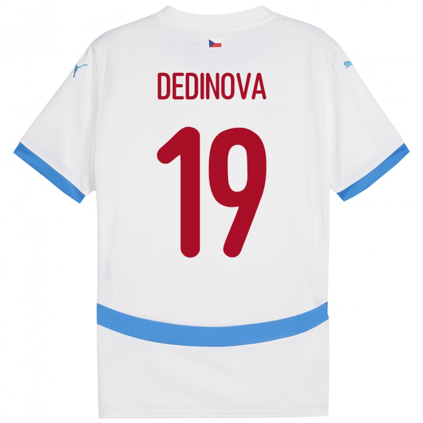 Kinder Tschechien Aneta Dědinová #19 Weiß Auswärtstrikot Trikot 24-26 T-Shirt Belgien