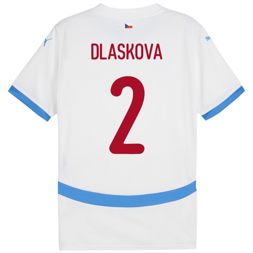 Kinderen Tsjechië Anna Dlasková #2 Wit Uitshirt Uittenue 24-26 T-Shirt België