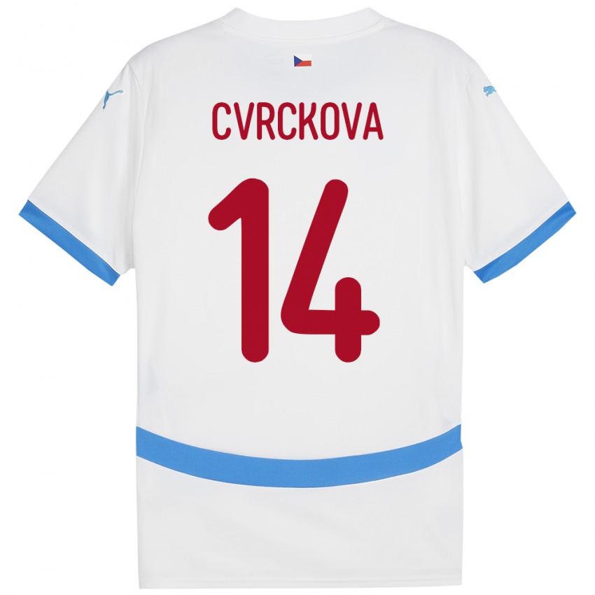 Kinder Tschechien Klára Cvrčková #14 Weiß Auswärtstrikot Trikot 24-26 T-Shirt Belgien