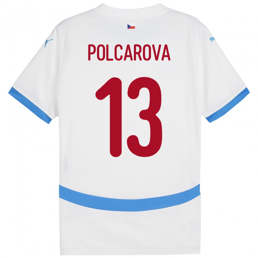 Kinder Tschechien Barbora Polcarová #13 Weiß Auswärtstrikot Trikot 24-26 T-Shirt Belgien