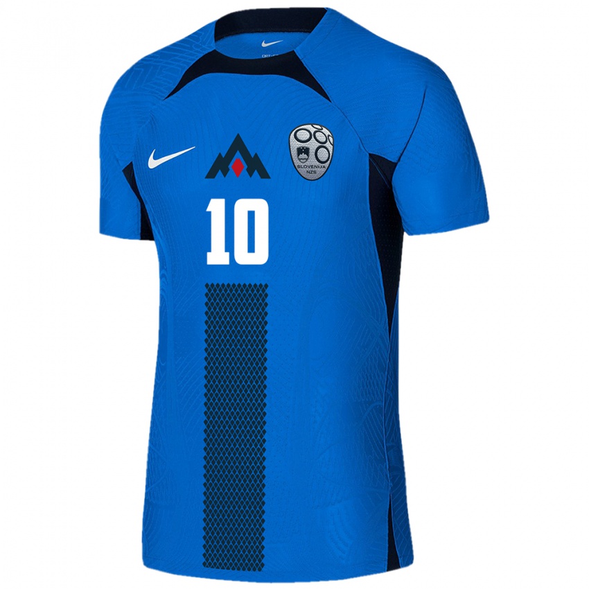 Kinder Slowenien Dominika Čonč #10 Blau Auswärtstrikot Trikot 24-26 T-Shirt Belgien