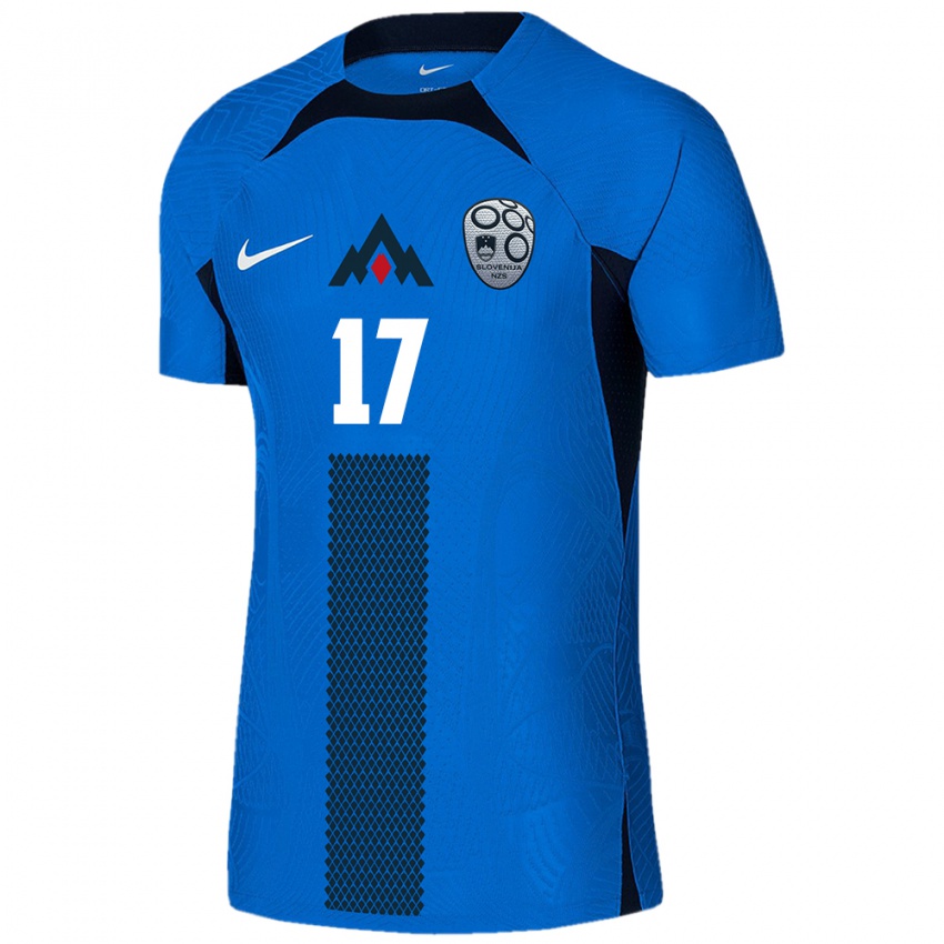 Kinder Slowenien Izabela Križaj #17 Blau Auswärtstrikot Trikot 24-26 T-Shirt Belgien