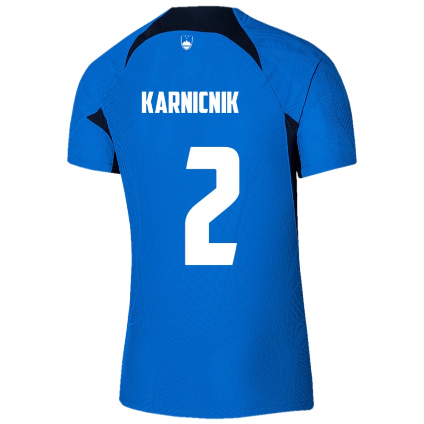 Enfant Maillot Slovénie Zan Karnicnik #2 Bleu Tenues Extérieur 24-26 T-Shirt Belgique