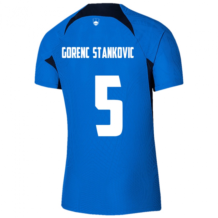 Enfant Maillot Slovénie Jon Gorenc Stankovic #5 Bleu Tenues Extérieur 24-26 T-Shirt Belgique