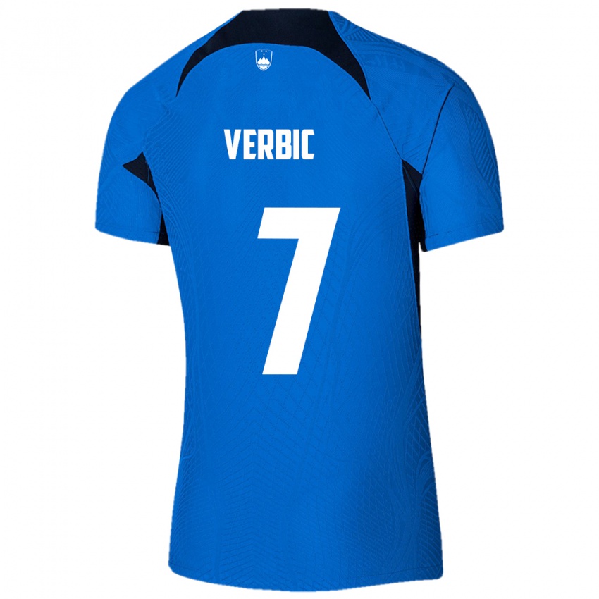 Kinderen Slovenië Benjamin Verbic #7 Blauw Uitshirt Uittenue 24-26 T-Shirt België